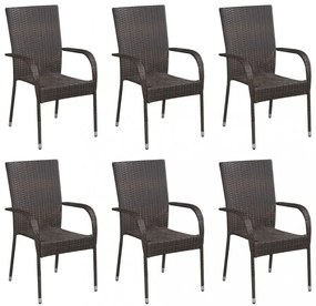 vidaXL 7 részes barna polyrattan kerti étkezőgarnitúra