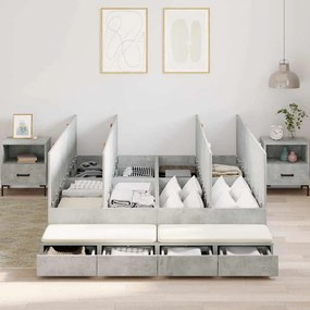 Ágykeret tárolóval Beton Szürke 236.5 x 140 x 31.5 cm Faanyag