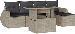 vidaXL 6 részes világosszürke polyrattan kerti ülőgarnitúra párnákkal