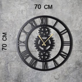 Gear XL fekete fém falióra, 70 x 70 cm