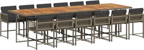 vidaXL 13 részes szürke polyrattan kerti ülőgarnitúra párnákkal