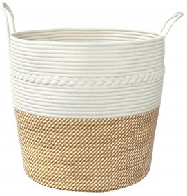barna-fehér pamut tárolókosár Ø43 x 38 cm