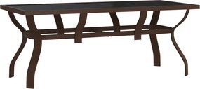 vidaXL barna és fekete acél és üveg kerti asztal 180 x 80 x 70 cm