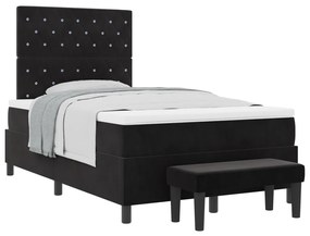 Boxspring ágy matraccal és paddal Fekete 120x200 cm Bársony