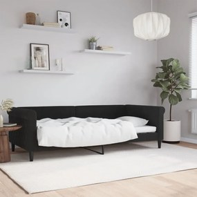 fekete bársony kanapéágy 90 x 200 cm