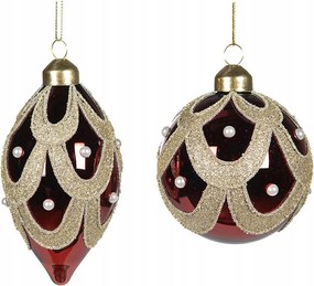 Karácsonyfadísz Nagy Piros Flitterekkel 13cm Medál Ajándék Bomba