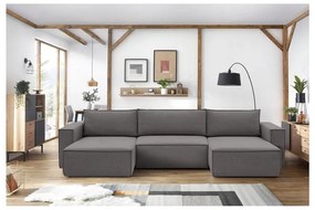 Szürke sarokkanapé ("U" alakú) Nihad – Bobochic Paris