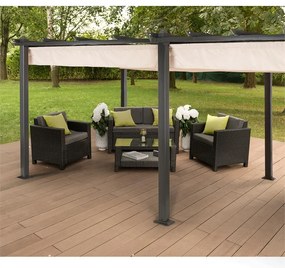 Blumfeldt Pantheon, pergola, 3 x 6 m, alumínium, napellenző, poliészter, bézs