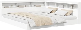 vidaXL Könyvespolcos Ágy fejtámlával Fehér 180 x 200 cm Faanyag