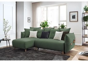 Zöld kinyitható sarokkanapé (variálható) Nessa – Bobochic Paris