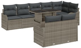 Hálószoba szett párnával 9 pcs Szürke Poli rattan