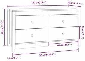 fehér tömör fenyőfa kisszekrény 100x40x54 cm
