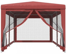 piros HDPE rendezvénysátor 6 hálós oldalfallal 3 x 6 m