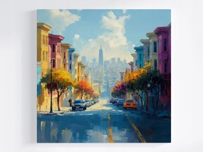 Canvas Város San Francisco Usa Utca Színes Házak 40x40
