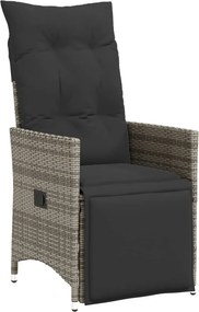 vidaXL szürke polyrattan dönthető kerti szék párnákkal