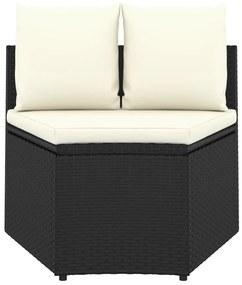 2 részes fekete polyrattan kerti ülőgarnitúra párnákkal