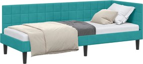 vidaXL Sarokágy keret fejtámlával Türkiz 80 cm x 200 cm Bársony