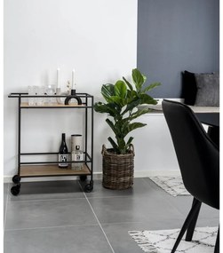 Vita zsúrkocsi fekete acél konstrukcióval és 2 tölgyfa dekoros lappal - House Nordic