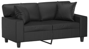 vidaXL 2 személyes fekete műbőr kanapé díszpárnákkal 120 cm