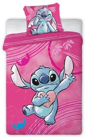 Disney Lilo and Stitch rózsaszín ágyneműhuzat 140x200cm+90x70cm Setino