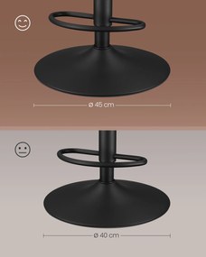 VASAGLE bárszék szett (2 db), magasságában állítható konyhai bárszékek, karamellbarna