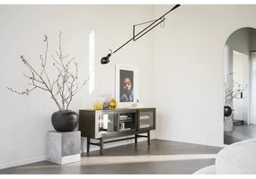 Barna tálalószekrény tolóajtóval, tölgyfa dekorral 170x75 cm Hazelton – Rowico