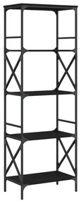 5 szintes fekete szerelt fa könyvespolc 59 x 35 x 132 cm