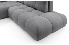 ALMADA balos, L-alakú kinyitható kárpitozott ülőgarnitúra tárolóval, szürke