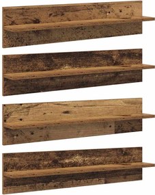 vidaXL Falpolcok polcokkal 4 pcs Öreg fa 80 x 11,5 x 18 cm Faanyag