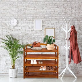 RUSTIC cipőtartó polc, 5 polc, 75x26x82cm, természetes barna Casaria