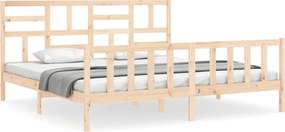 vidaXL tömör fa ágykeret fejtámlával Super King Size