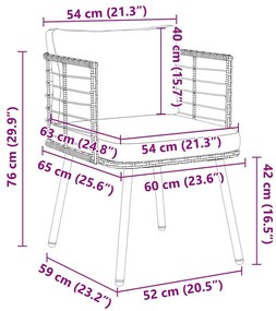 természetes polyrattan kerti szék párnákkal