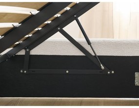 Fehér kárpitozott ágyneműtartós-ágytámla nélkül franciaágy ágyráccsal 180x200 cm Inera – Bobochic Paris