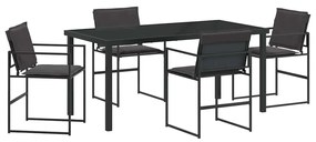 Kert étkező szett 5 pcs Fekete 160 x 80 x 73 cm