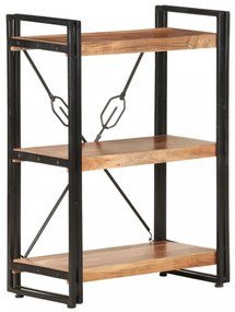 3 szintes tömör akácfa könyvespolc 60 x 30 x 80 cm