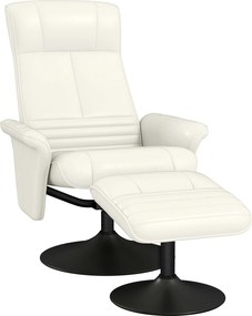 HOMCOM Dönthető Szék Lábpihentetővel, 360°-ban Forgó TV Szék Döntési Funkcióval, Párnázott TV Szék Mikroszálas Megjelenésben Nappalihoz, Krémfehér | A