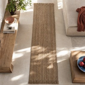 Natúr színű kézi szövésű juta futószőnyeg 60x300 cm Jute Boucle – Flair Rugs