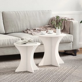 Dohányzóasztal 2 pcs Fehér 46 x 46 x 47 cm Tömör fenyőfa