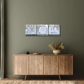 Kép - róka a téli tájban (órával) (90x30 cm)