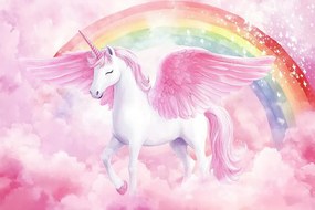 Fotótapéta Flizelina Gyerekek Ló Unikornis Szivárvány Mese 368x254 ragasztó