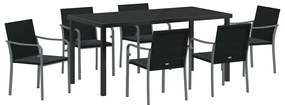 vidaXL Kert étkező szett 7 pcs Fekete és Szürke PE Rattan