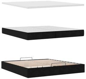 Ottomán ágykeret matraccal fekete 200x200 cm bársony