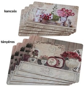 Parafa tányéralátét vintage virágos két féle 4 db szett / Kancsós