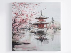 Canvas Vászonkép Japán Cseresznye Templom Pagoda Orient 80x80