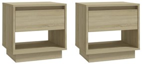 2 db sonoma tölgy színű szerelt fa éjjeliszekrény 45x34x44 cm