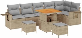 vidaXL Kerti Kanapé Szett 9 pcs Bézs polirattan