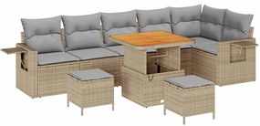 vidaXL Kerti Kanapé Szett 9 pcs Bézs polirattan
