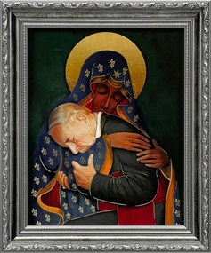 Vászonkép 31x26 Áldott Bíboros Stefan Wyszyński Ezüst Díszített Keret