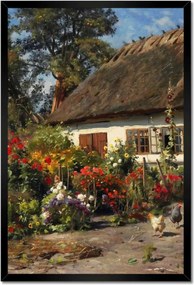 Poszterek keretben 40x60 Vidéki házikó virágokkal