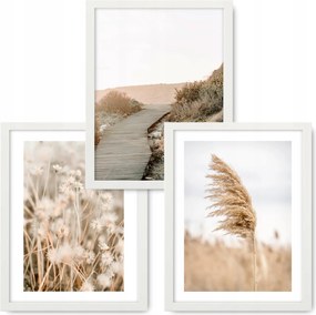Boho 3 kép 43x53 Természet Bézs Ikea keret #13